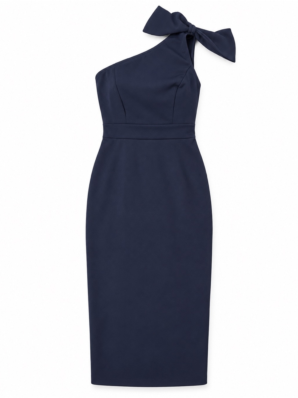 Jasambac navy blue one-shoulder midi dress, size Medium.